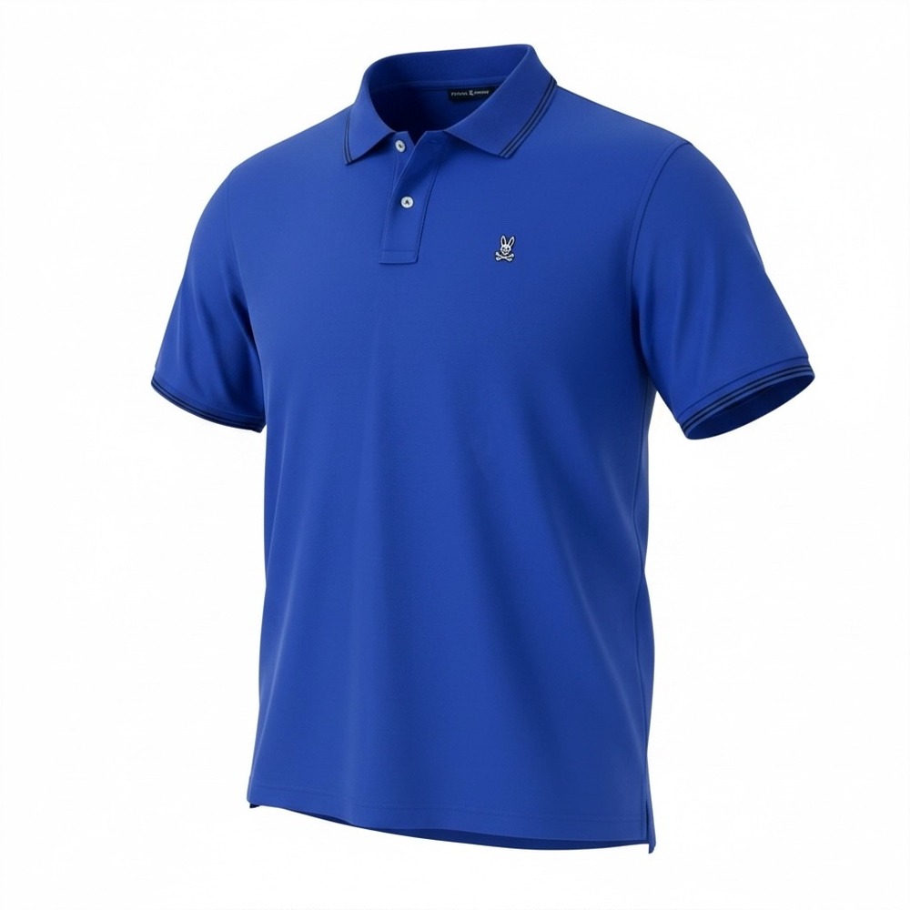 Psycho Bunny Mens 5XL Royal Blue Short Sleeve Pique Polo Shirt Logo Embroidered